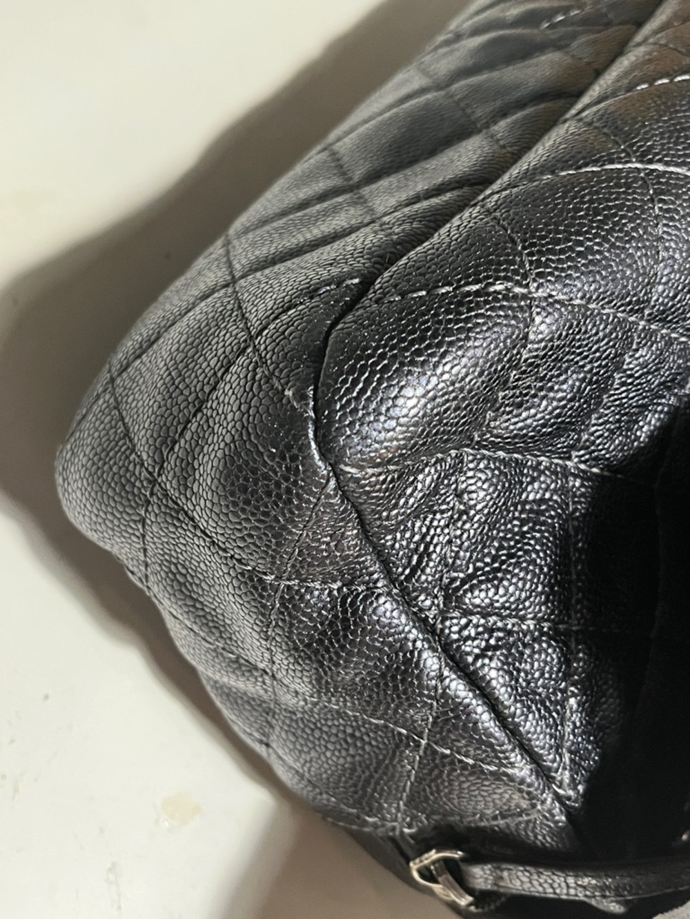 CHANEL Quilted Caviar Leather Jumbo Airplane Double Flap Shoulder Bag - Picture 7 of 16